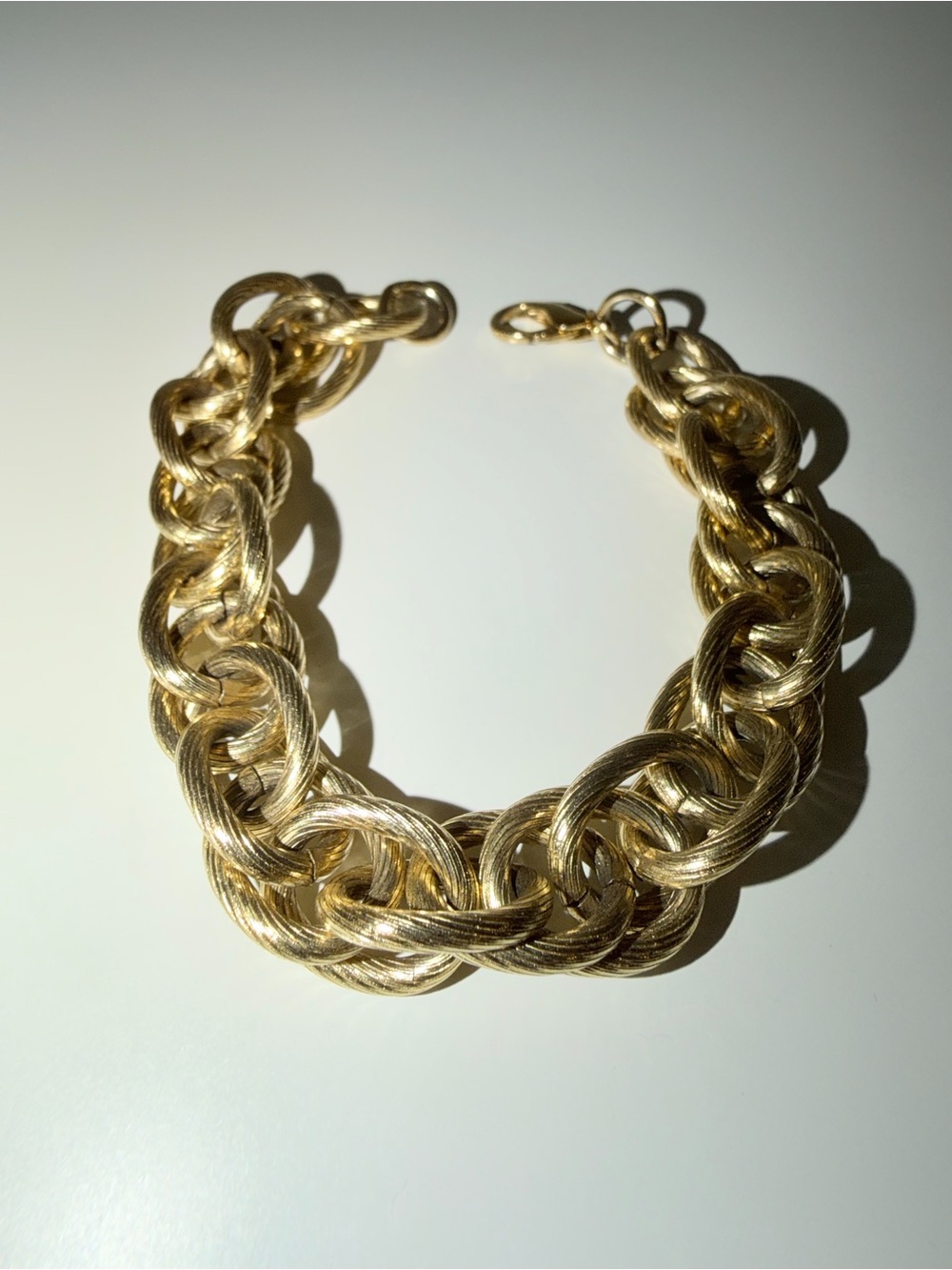 Vintage Gold-Tone Textured Chunky Link Bracelet